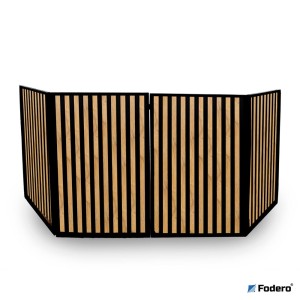 Set of 4 Dj Screens 120 x 70 cm Oak Wood Slat Panels